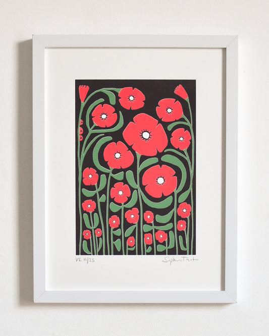 'POPPY PATROL' (A4 crimson/black)