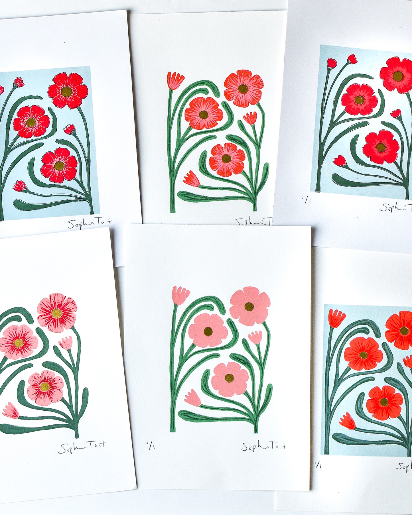 'LITTLE THREE' (A5 pink/green)
