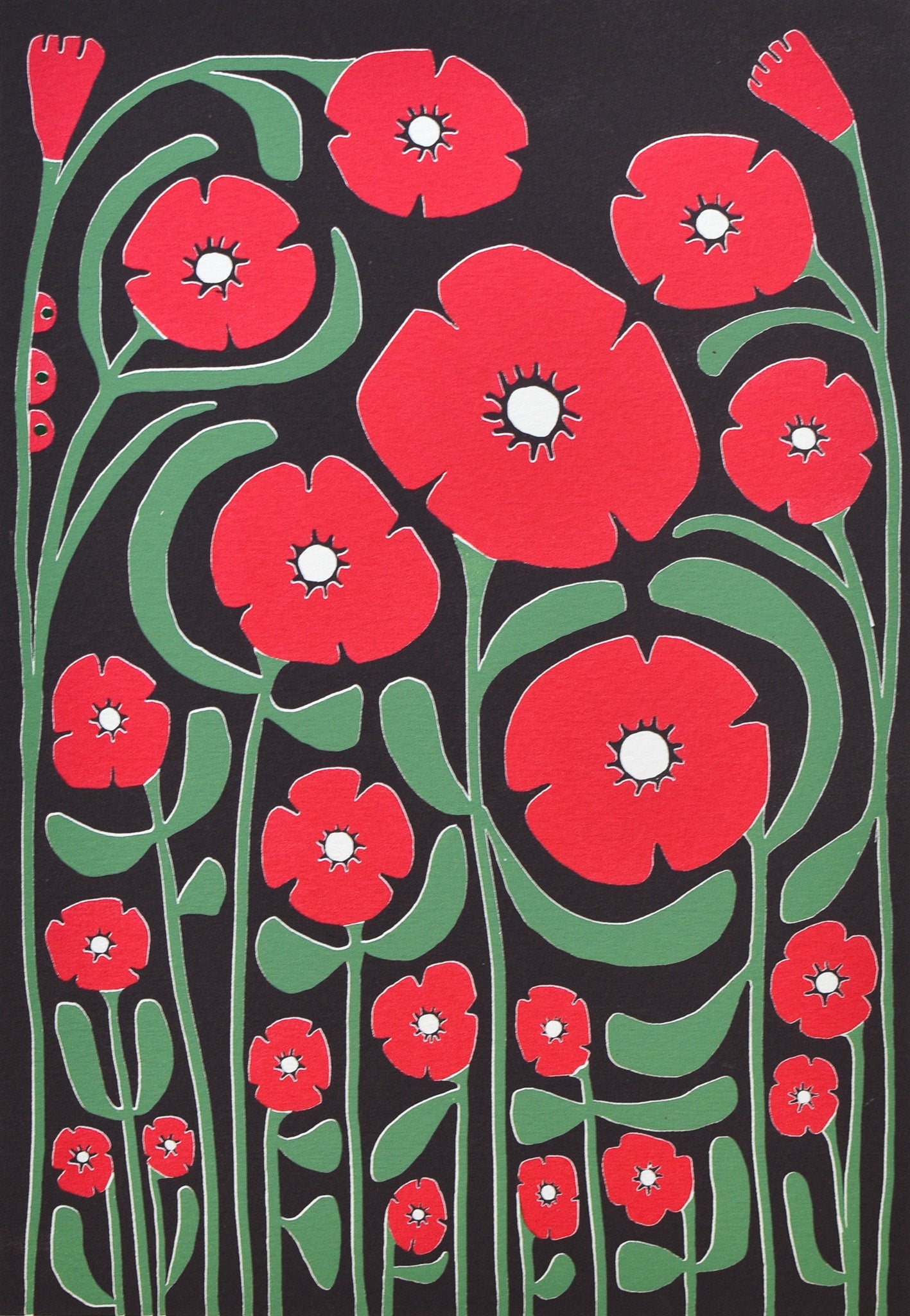 'POPPY PATROL' (A4 crimson/black)